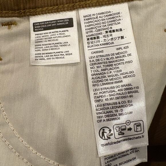 Levis 94 Baggy Pants Womens Sz 27 Tan Corduroy Straight Leg Mid Rise Hipster NWT - Picture 12 of 12